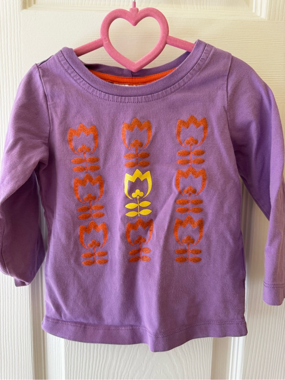 Hanna Andersson Purple Long-Sleeve Tee with Orange & Yellow Floral Print